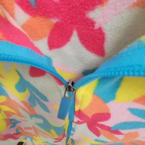 Lands End Womens Retro Floral Fleece Full Zip Jacket 2X Oeko Tex - Picture 5 of 6